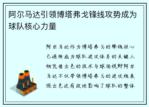 阿尔马达引领博塔弗戈锋线攻势成为球队核心力量 阿尔马达引领博塔弗戈锋线攻势成为球队核心力量